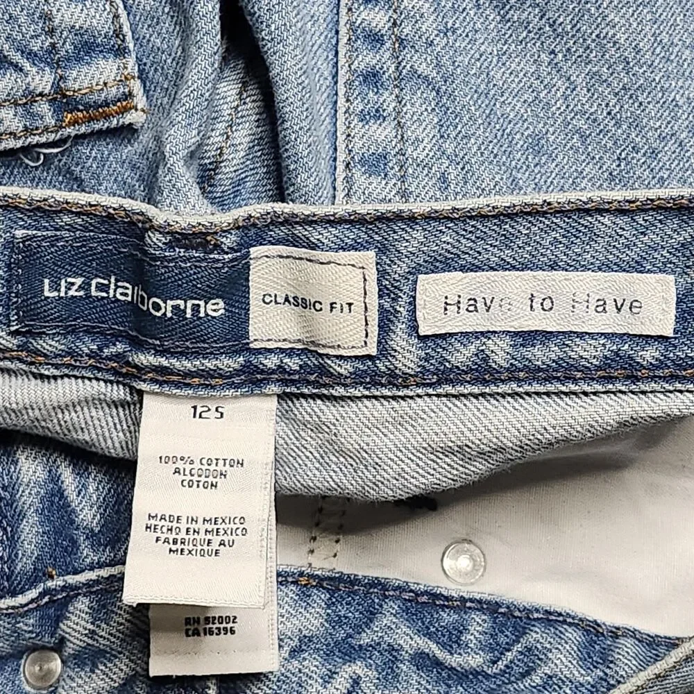 Liz Claiborne Jeans Womens 12S Classic Fit High Rise Straight Leg Denim‎ Pants